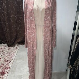 Pink Floral Long Cardigan